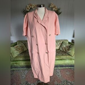 Vintage Double-Breasted Peach Dress